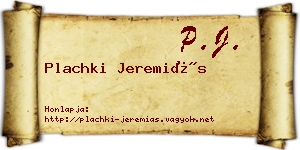 Plachki Jeremiás névjegykártya